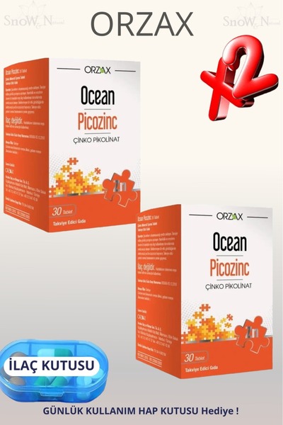 Ocean Picozinc (Zinc Picolinate) 30 Tablets 2 Pcs + Pill Box Gift