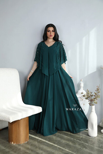 Warazan فستان سهرة ناعم بتطريز