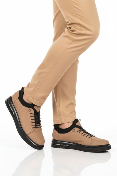 Aspor Sand Nubuck Genuine Leather Men's Casual Shoes