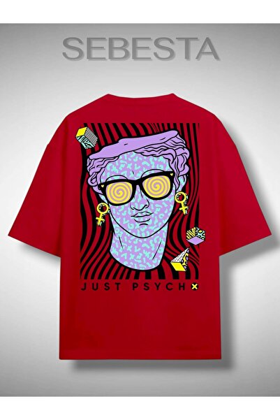 Sebesta Fashion تي شيرت جاست سايكو مطبوع بريميوم كبير الحجم