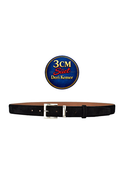 GoDeri Prava koža , 3 cm Srebrna boja set Sa kopčom , crna Antilop , šivani k...