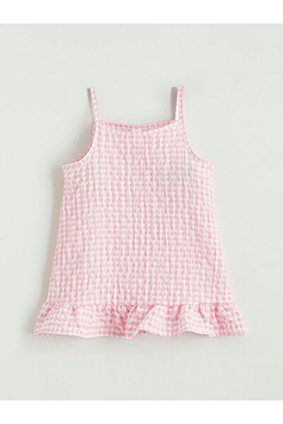 LC Waikiki Rmz Gi̇yi̇m Farkiyla Square Collar Embroidered Ruffle Girls' Dress