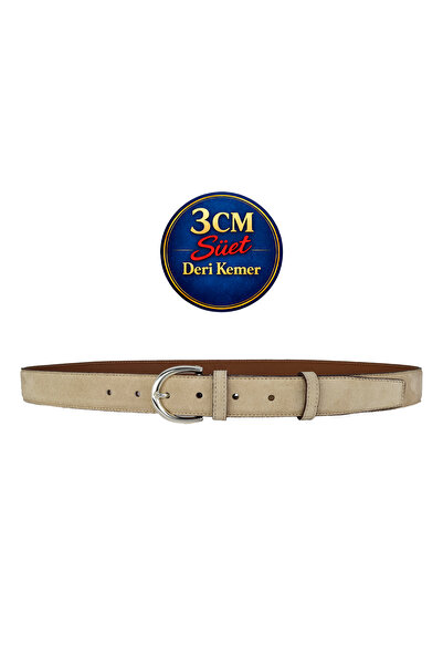 GoDeri Prava koža , 3 cm Srebrna boja Sa kopčom , Krem Antilop , Prošivena kl...