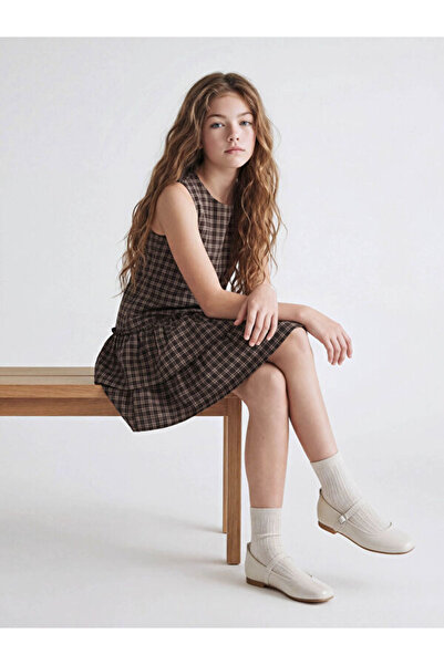 LC Waikiki I Girls' Checked Embroidered Layered Dress from Freezen Store