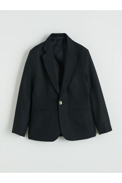 LC Waikiki Black Linen Look Boys' Blazer Jacket