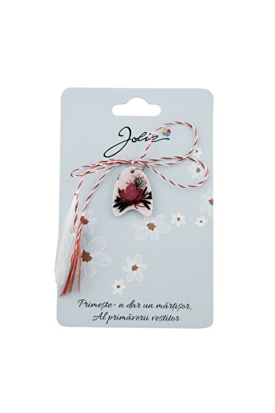 SOHO Martisor Traditional din Acril, Jolie, Model Floare Roz, cu Snur Impleti...