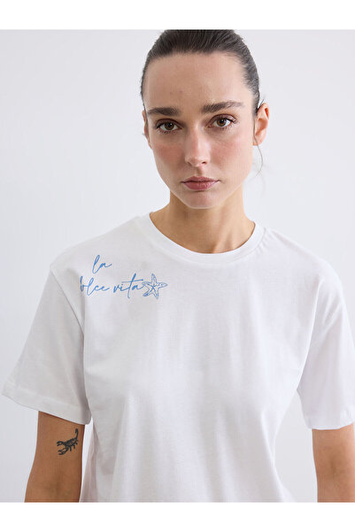 LC Waikiki Γυναικείο μπλουζάκι Özmarka New Season με στάμπα με σλόγκαν Cyclin...