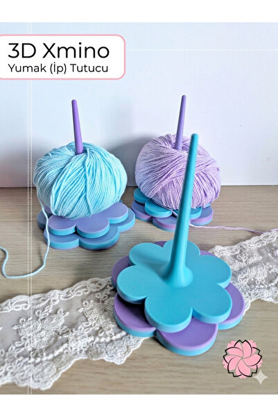 3D Xmino Dekoratif Çiçek Yumak/İp Tutucu