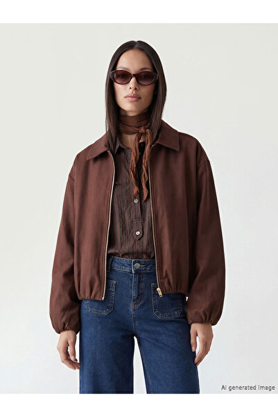 LC Waikiki Rmz Gi̇yi̇m Farkiyla Shirt Roba Collar Loose Fit Women's Suede Loo...