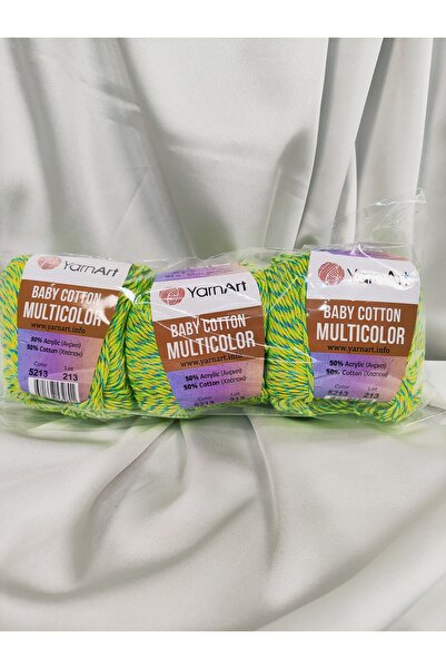 Yarnart BABY COTTON Fir multicolor pentru tricotat manual (3 bucăți) - 5213