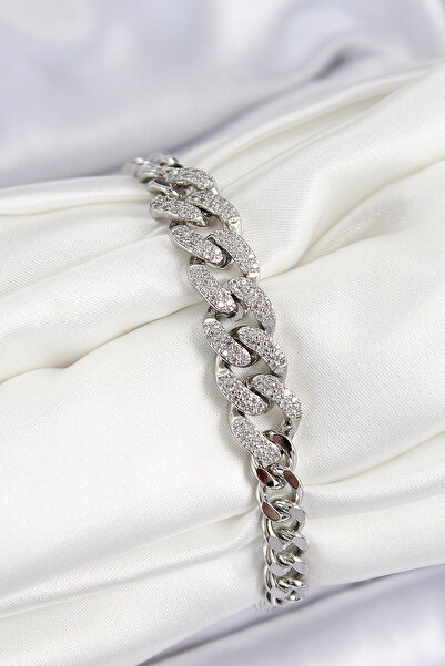 online kapsulavm avm alışveriş Brass Zircon Stone Cuban Chain Model Silver Co...