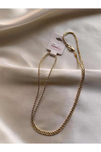 DEGE Xuping kararmaz çelik burgu halat zincir/80 cm/ 14k rengindedir