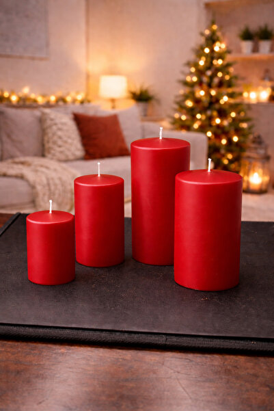 CandleCastCreation 4'lü Baton Silindir Mum Seti