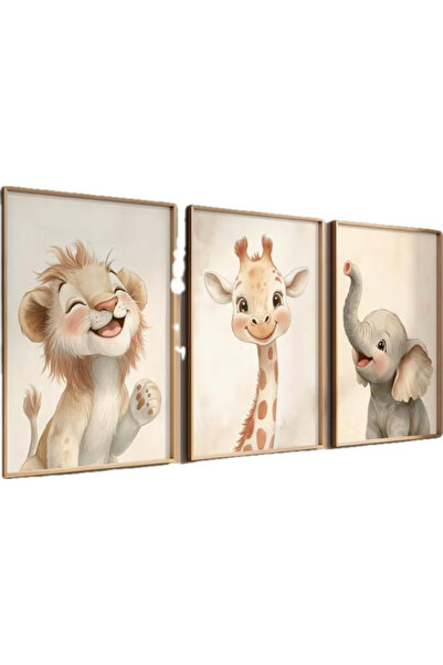 yadineonart Hayvan Figürlü Duvar Çerçevesi 30x40 cm – Dekoratif Çocuk Odası T...