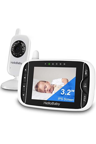 Hello Baby كاميرا مراقبة الأطفال من هيلوبابي مع صوت، شاشة فيديو 3.2 بوصة، بدو...