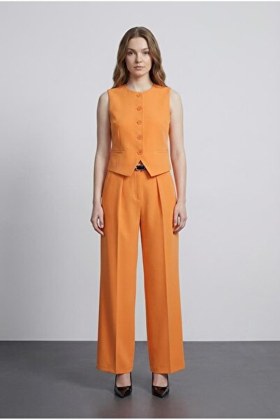 Quzu Ženske platnene pantalone 71262 NARANČASTE
