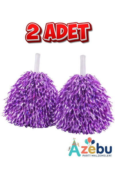Azebu 1 Çift Parlak Mor Ponpon - Amigo Gösteri Ponponu - 23 Nisan Ponpon - 23...