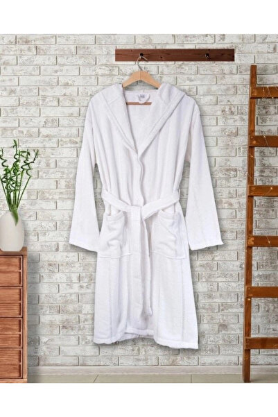 esplendor Ephemeris Cotton Hooded Unisex Bathrobe - Lara White