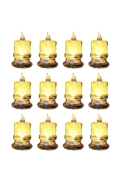 MASTPAD Set of 12 LED electric candles, battery operated, transparent,