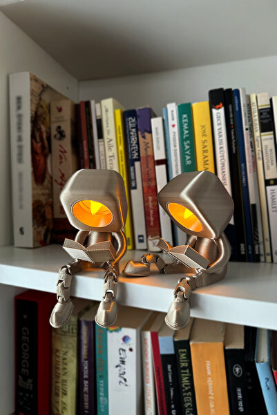 Book Reading Led Head 2-Piece Bookcase Ornament, Cute Illuminated Trinket Set, Children's Room Decoration