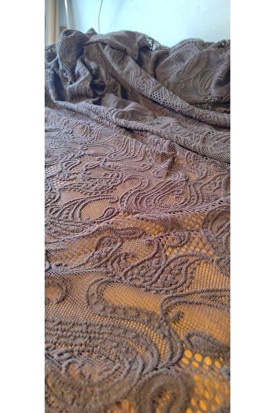 River Fabrics Embossed Shawl Pattern Lace Brown