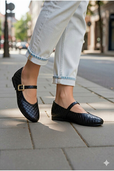 ALMİNA Serija pletenja Kvadrat Sa kopčom Mary Jane Baletanke