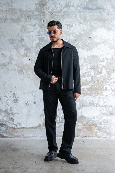 OUTFİT MAN ZR Design Costum cu fermoar și croială confortabilă, negru