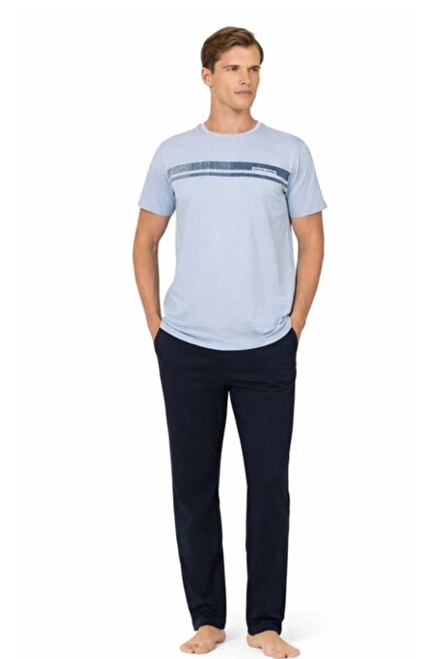 Pierre Cardin Men's Short Sleeve Crew Neck Combed Cotton Pajama Set