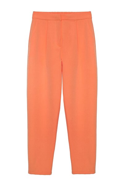 Quzu Belt Detail Women's Canvas Trousers 71154 Orange