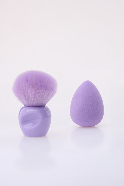 GulFlower فرشاة أحمر الخدود وإسفنجة المكياج، مجموعة من قطعتين باللون الأرجواني