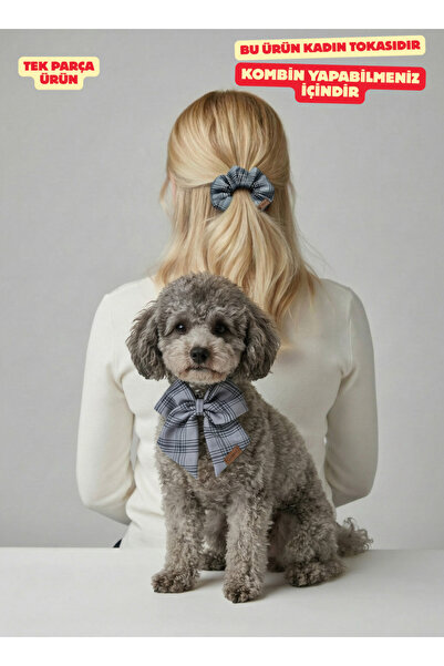 Patiset Gray Plaid Women's Hair Clip - Poplin Fabric Combination for Mother/P...