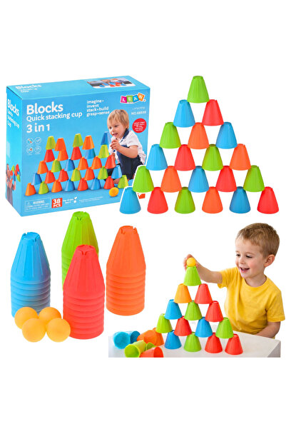 LEAN Fast Cups 3 în 1 Joc de îndemânare educațional