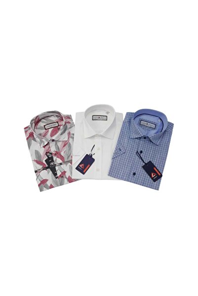Louis Fabel 3-Piece Slim Fit Men's Short Sleeve Shirt Set – Size m