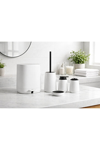 VADİ HOME Σετ μπάνιου Olivia Soft Textured Luxury 5 τεμαχίων από λευκό ακρυλικό