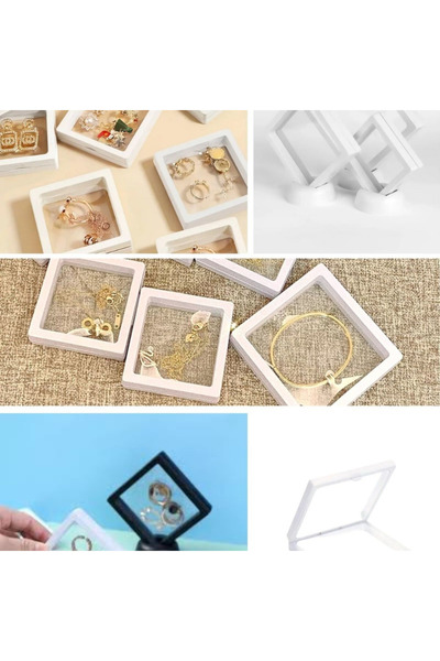 KRMNSTYLE 9x9 cm 3D Takı Saklama Kutusu Şeffaf Film Çerçeve, Takı Sergileme K...