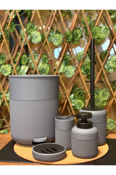 VADİ HOME Olivia Max Acrylic Gray Modern 5-Piece Bathroom Set