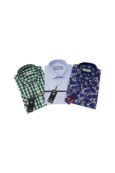 Louis Fabel 3-Piece Slim Fit Men's Short Sleeve Shirt Set – Size m