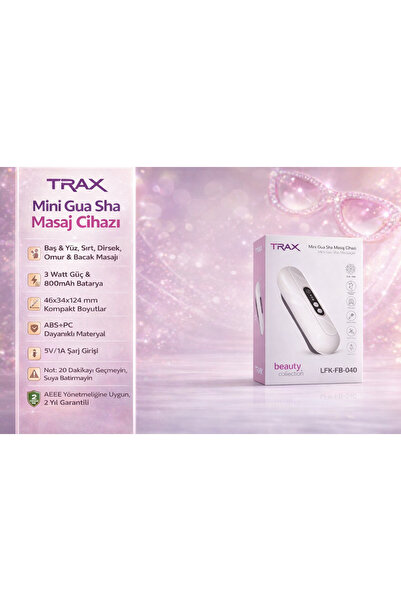 TRAX Mini Gua Sha Elite Isıtmalı Titreşimli Masaj Cihazı 800 mAh Şarjlı Kompa...