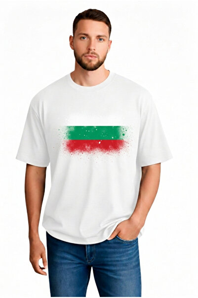 sngl Мъжка тениска с къс ръкав и принт с българското знаме S M L XL 2XL