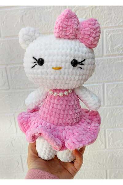 Müjde Tuhafiye El Örgüsü Amigurumi Hello Kitty İnci Kolyeli
