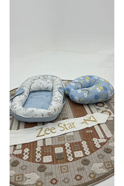 ZEE STAR بكج مهاد طفل قابل للطي مع مخده رضاعه سماوي