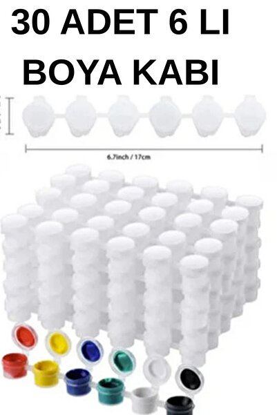 everart Toplam 30 Adet Boş Boya Kutusu 3ml Kapaklı, 6'lı Set, Tüm Boyalar Için