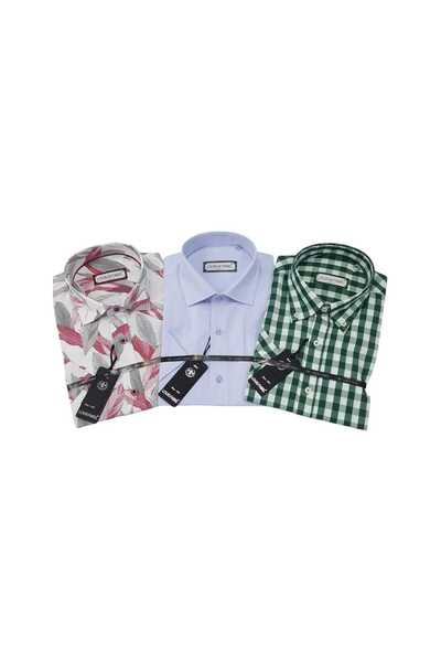 Louis Fabel 3-Piece Slim Fit Men's Short Sleeve Shirt Set – Size m