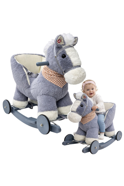 LEAN 2 σε 1 κουνιστό άλογο για ιππασία, γκρι γαϊδούρι