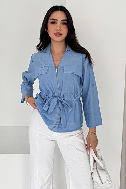 Noa&Noa buzunar cu fermoar Bluză cu detalii – Off-White Breeze