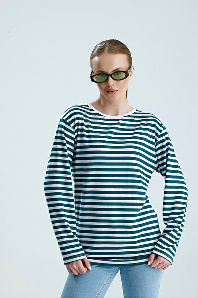 Rawanda Kadın Çizgili Uzun Kol Tişört