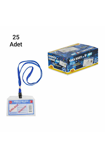ValoriaHome 25 Adet Yaka Kartı Kılıfı Askılı Şeffaf Kartlık Boyun İpli Kart Kabı
