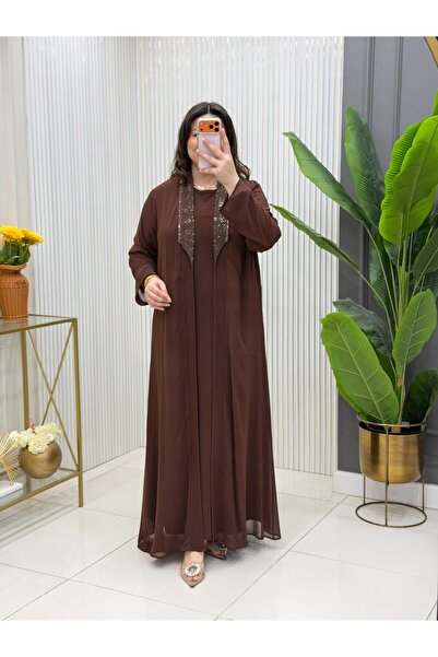 Modam Bella Big Size Collar Detail Dress with Stones