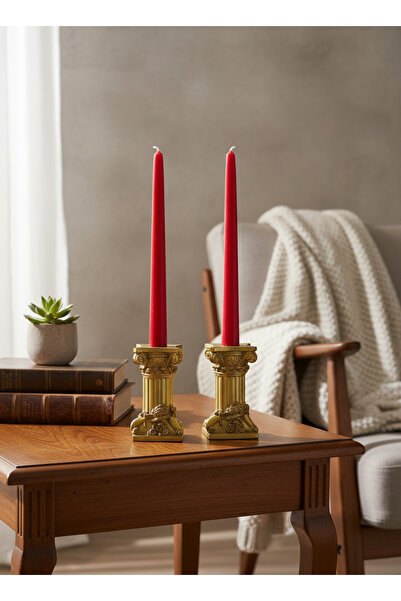 COLORMATE Antik Görünümlü Şamdan Mumluk (1 Adet) – Klasik Salon & Konsol Deko...