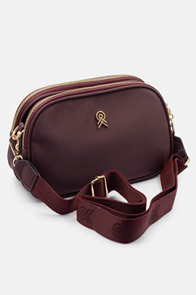 LikeMoon Γυναικεία τσάντα χειρός και ώμου σε μπορντό χρώμα, με διπλές θήκες, ...